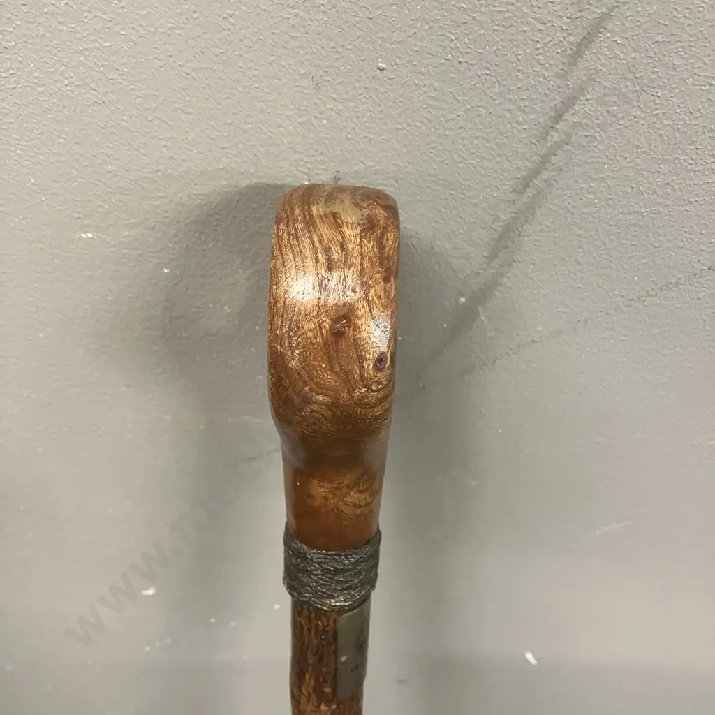 Walking Stick With Circular Knob Handle & Framlingham Castle Walking Stick Badge. H100.5cm Image 1++