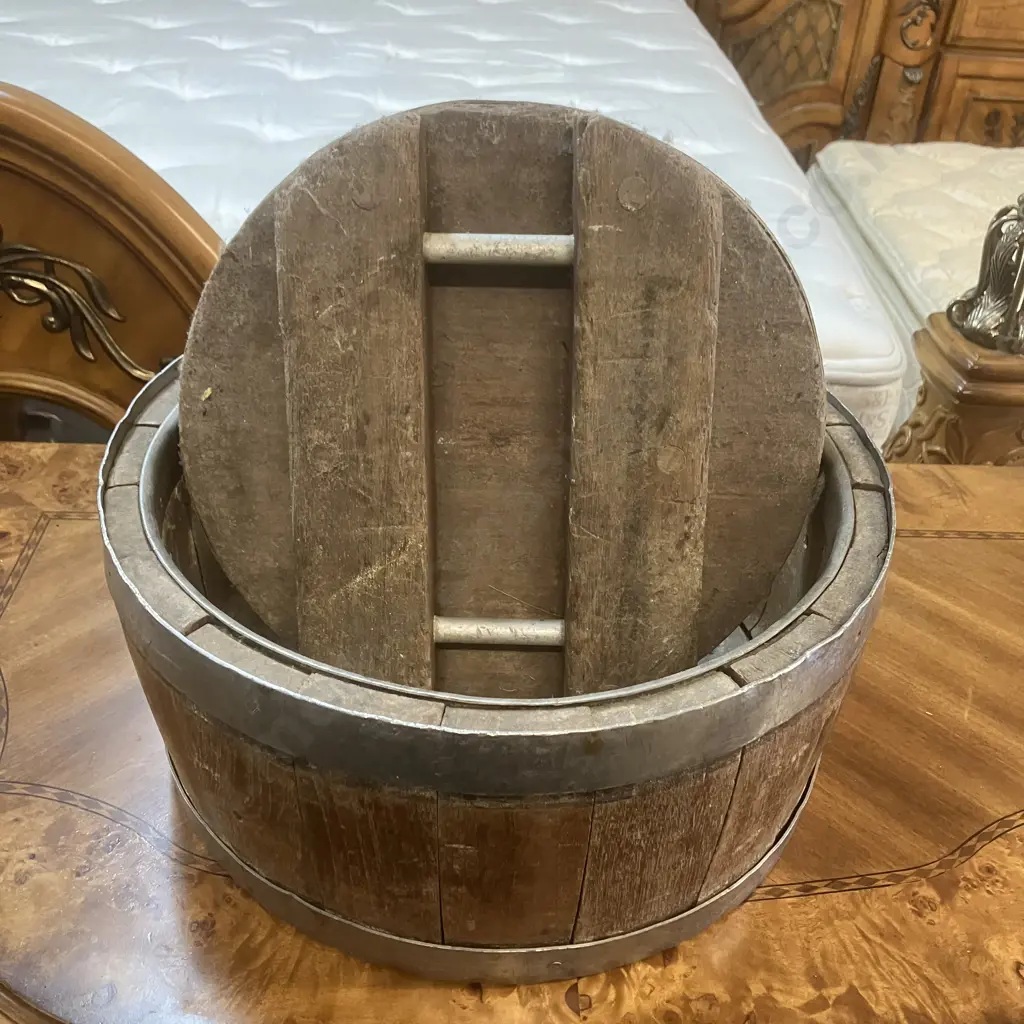 French Antique Wooden Cheese Press c1900s. 17.5 x 37.5cm Image 1++