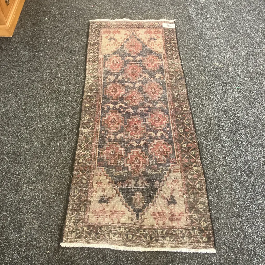 Vintage Persian Rug Runner. 173 x 68cm Dark Red & Black Tones Image 1++