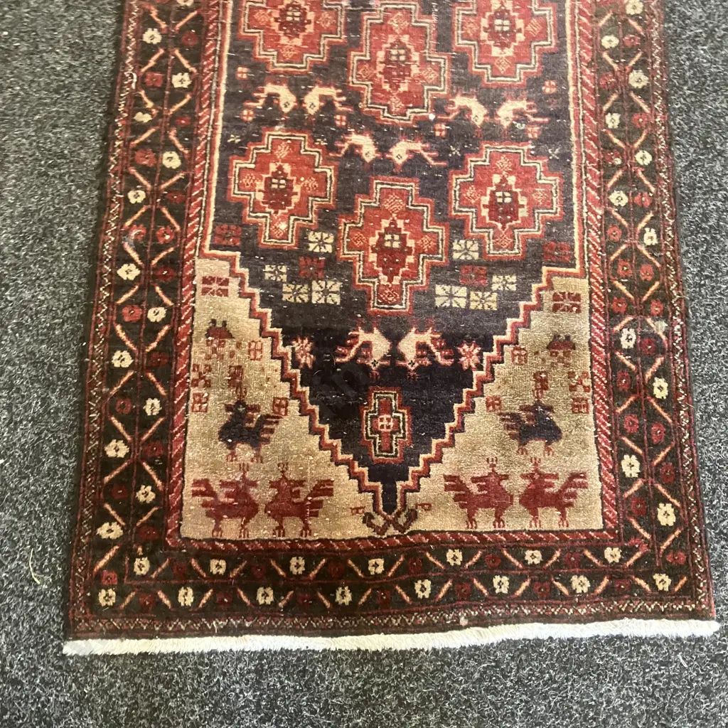 Vintage Persian Rug Runner. 173 x 68cm Dark Red & Black Tones Image 1++