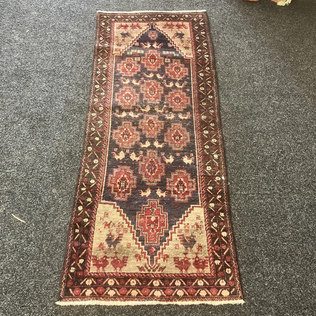 Vintage Persian Rug Runner. 173 x 68cm Dark Red & Black Tones Image 1++