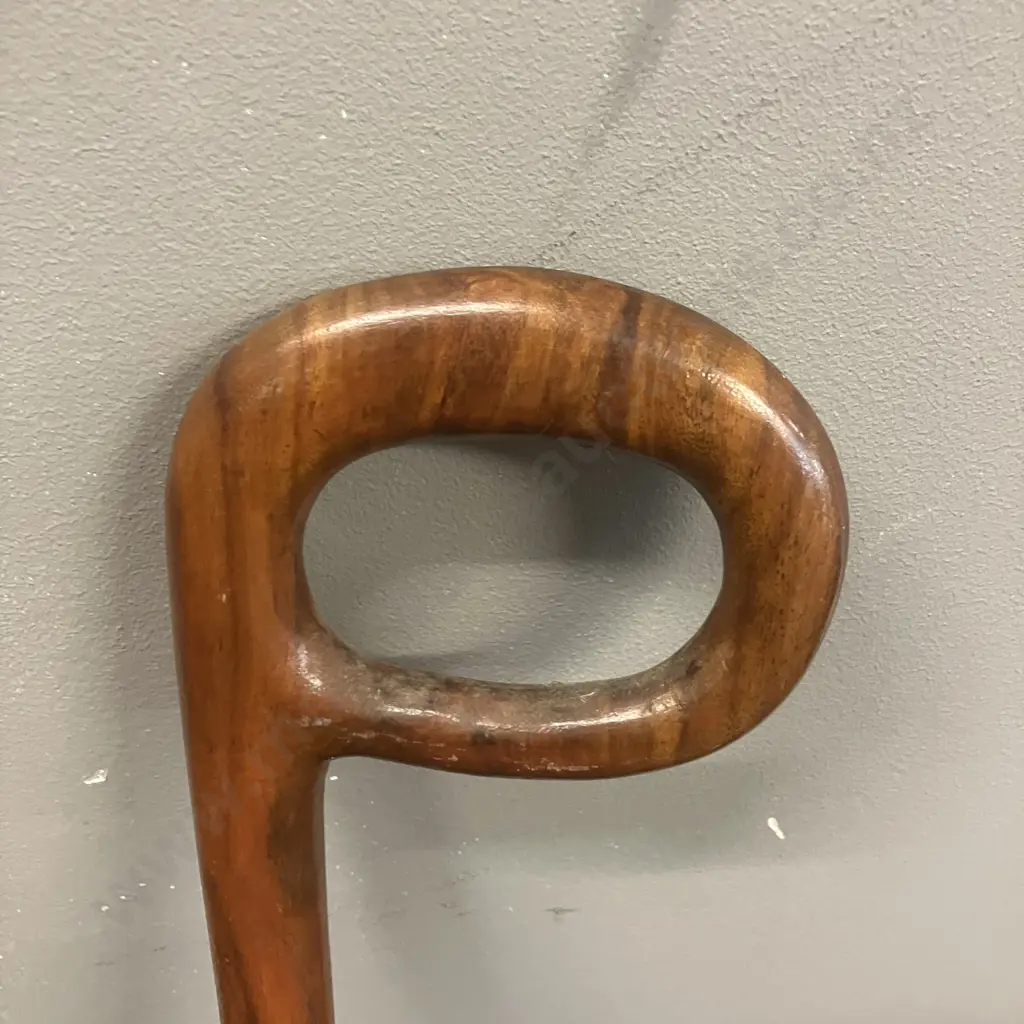 Vintage Walking Stick With Round Handle & Carved Shaft. H93cm Image 1++