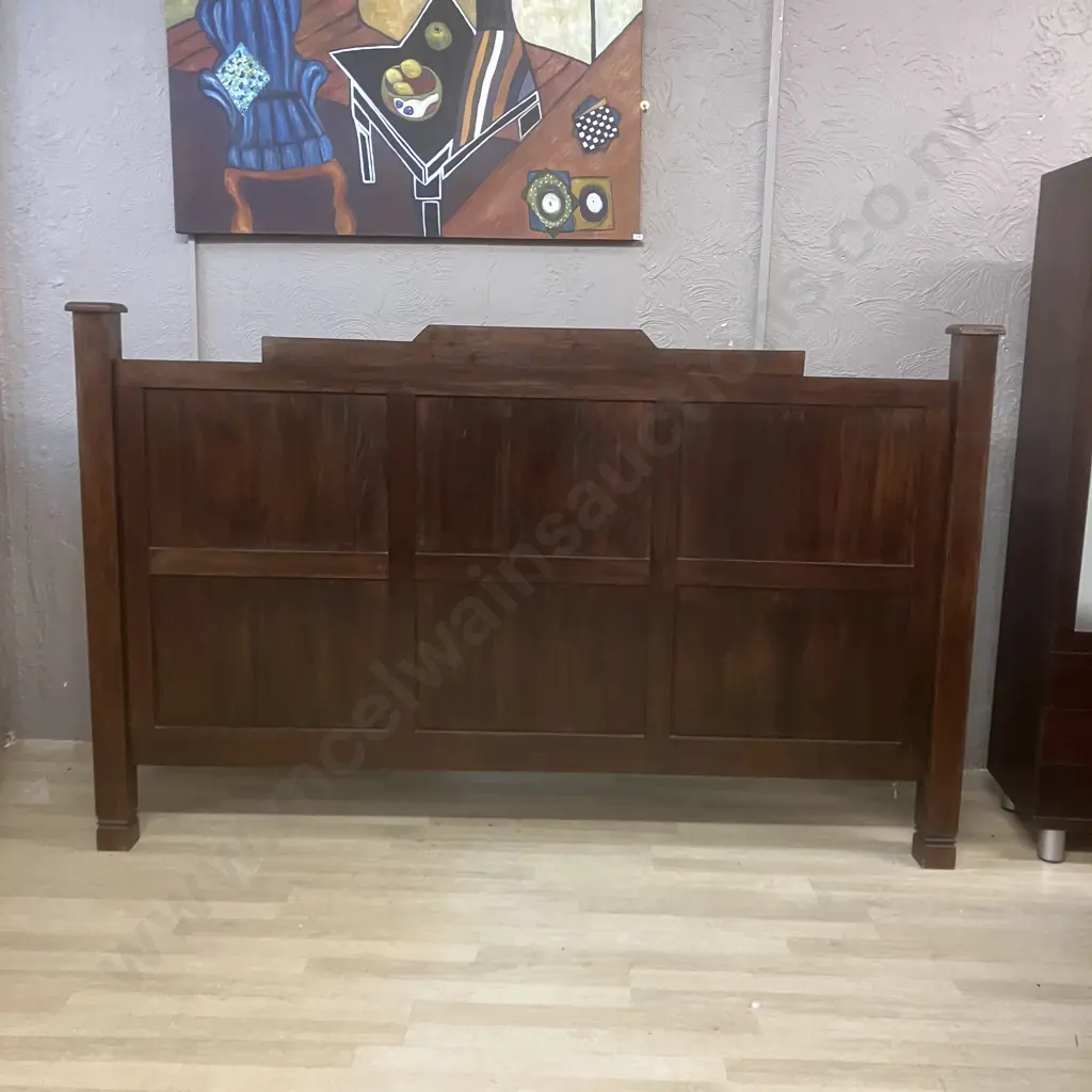 Wooden Framed Kingsize Bed - Dark Colour, Raised Panels, With Sleepyhead Minerva Mattress & Split Base Image 1++