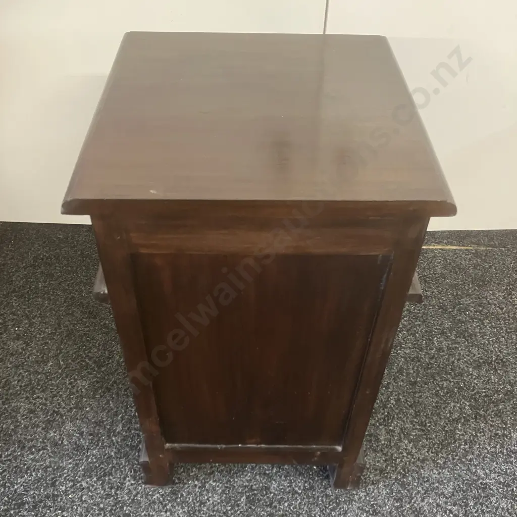 Wooden Nightstand - Metal Knob Handles, Single Drawer & Door. H65 W39 D39.5cm Image 1++