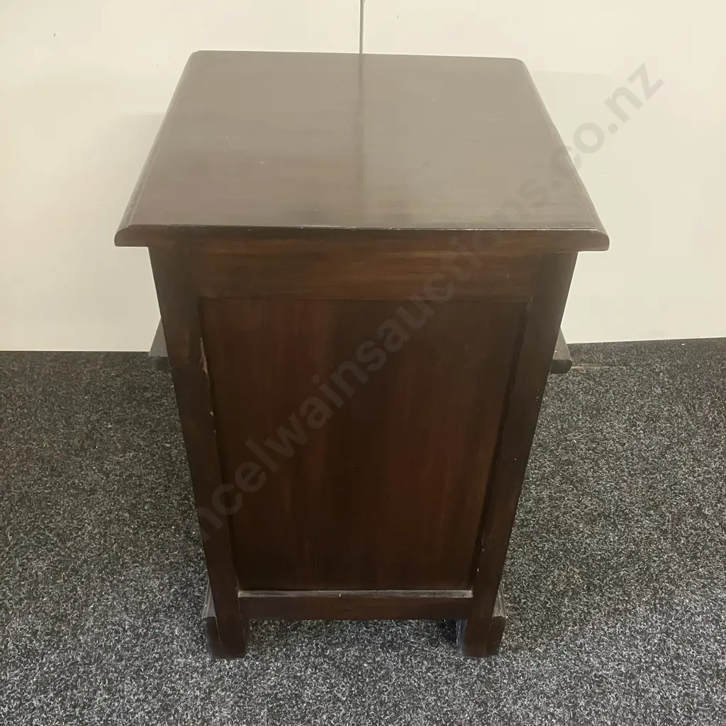 Wooden Nightstand - Metal Knob Handles, Single Drawer & Door. H65 W39 D39.5cm Image 1++