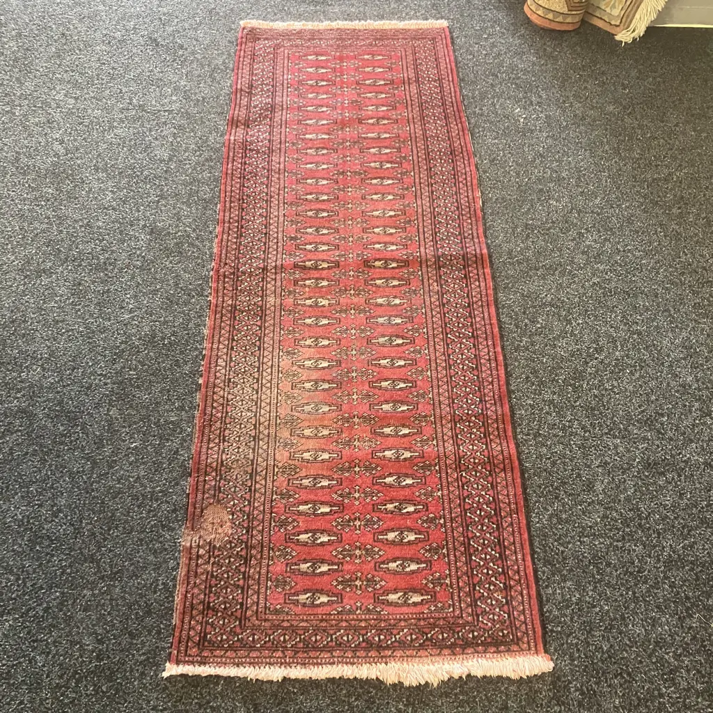 Vintage Persian Rug Runner. 64 x 190cm (Damaged) Image 1++
