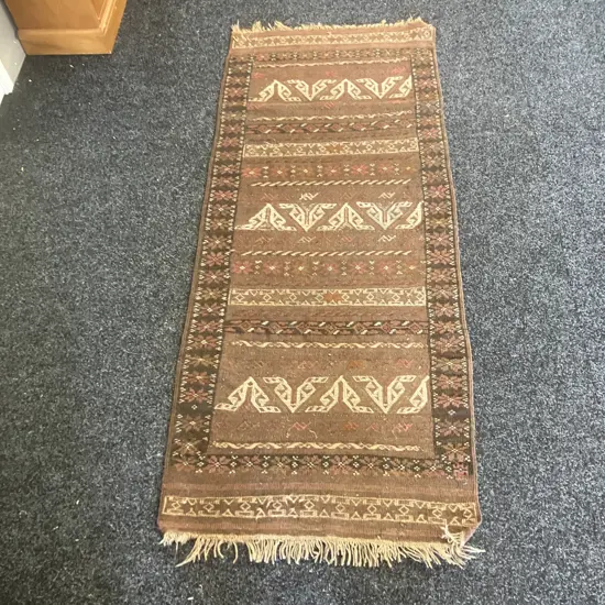 Vintage Persian Rug Runner. 172 x 70cm Brown Tones (Damaged)