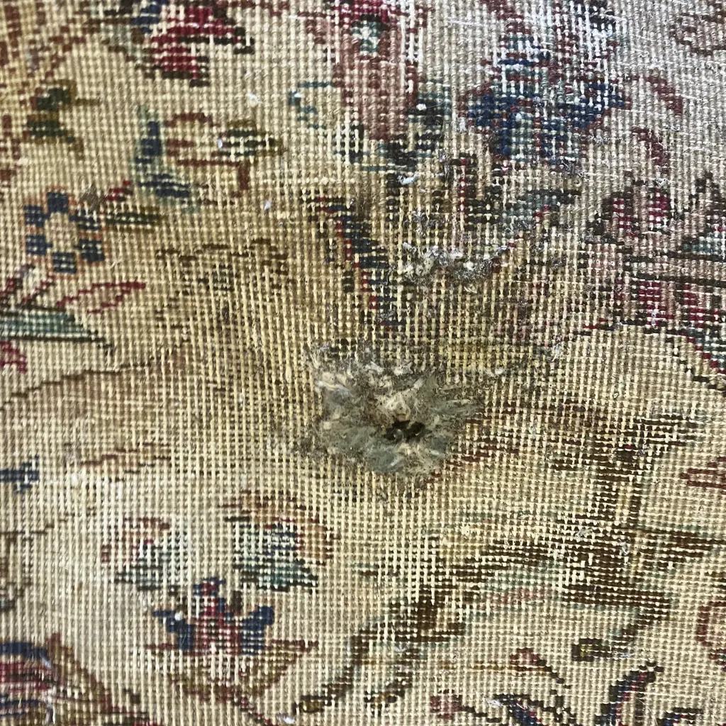 Large Vintage Persian Rug With Animal & Horse Hunting Patterns. 224 x 318cm (Been Repaired) Image 1++