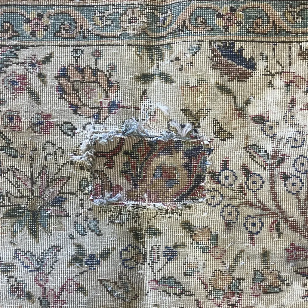 Large Vintage Persian Rug With Animal & Horse Hunting Patterns. 224 x 318cm (Been Repaired) Image 1++