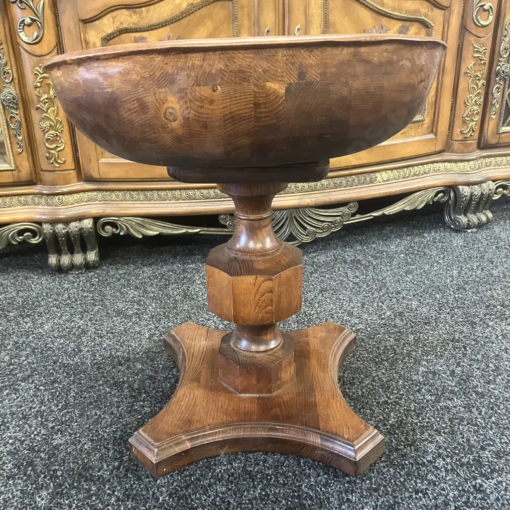 Carved Oak "Tractor Seat" Swivel Chair Stool. H54 W42.5 D40cm Image 1++