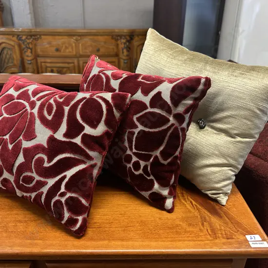 Designer Cushions Burgundy Relief  & Light Sage Detail