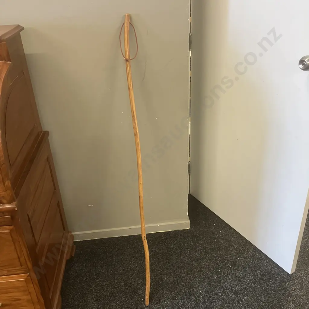 Wooden Walking Stick With 'Waikaremoana 2007' Pokerwork Image 1++