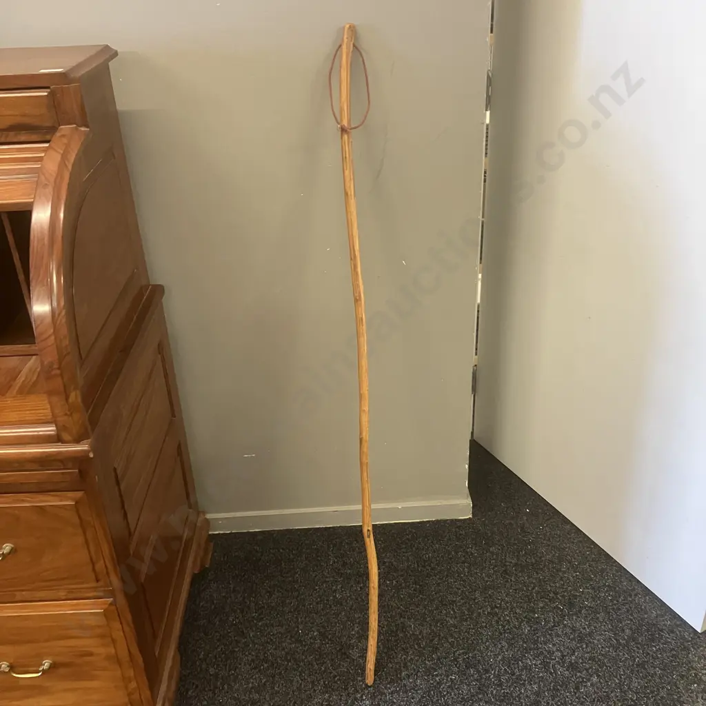 Wooden Walking Stick With 'Waikaremoana 2007' Pokerwork Image 1++