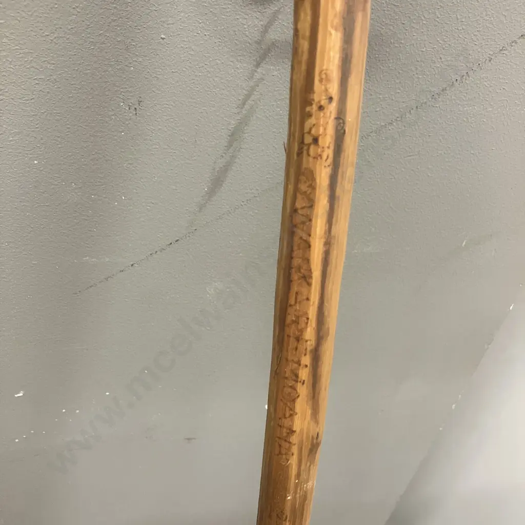 Wooden Walking Stick With 'Waikaremoana 2007' Pokerwork Image 1++