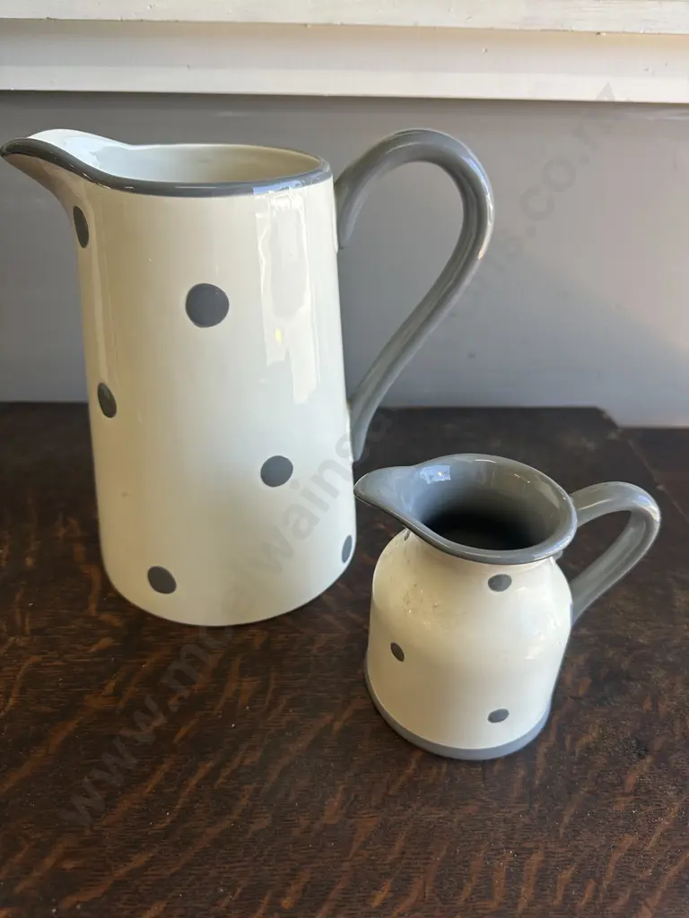 C&C Interiors Pitcher & Creamer Cream & Grey Detail Image 1++