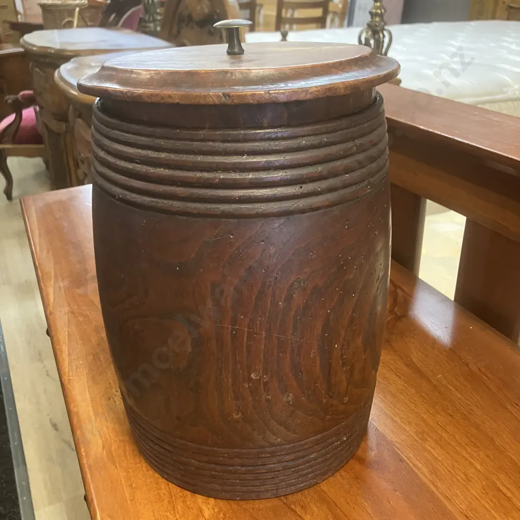 Dutch Antique Treen Tobacco Jar With Lid & Vintage Tobacco Wrappers. 29 x 20cm Image 1++