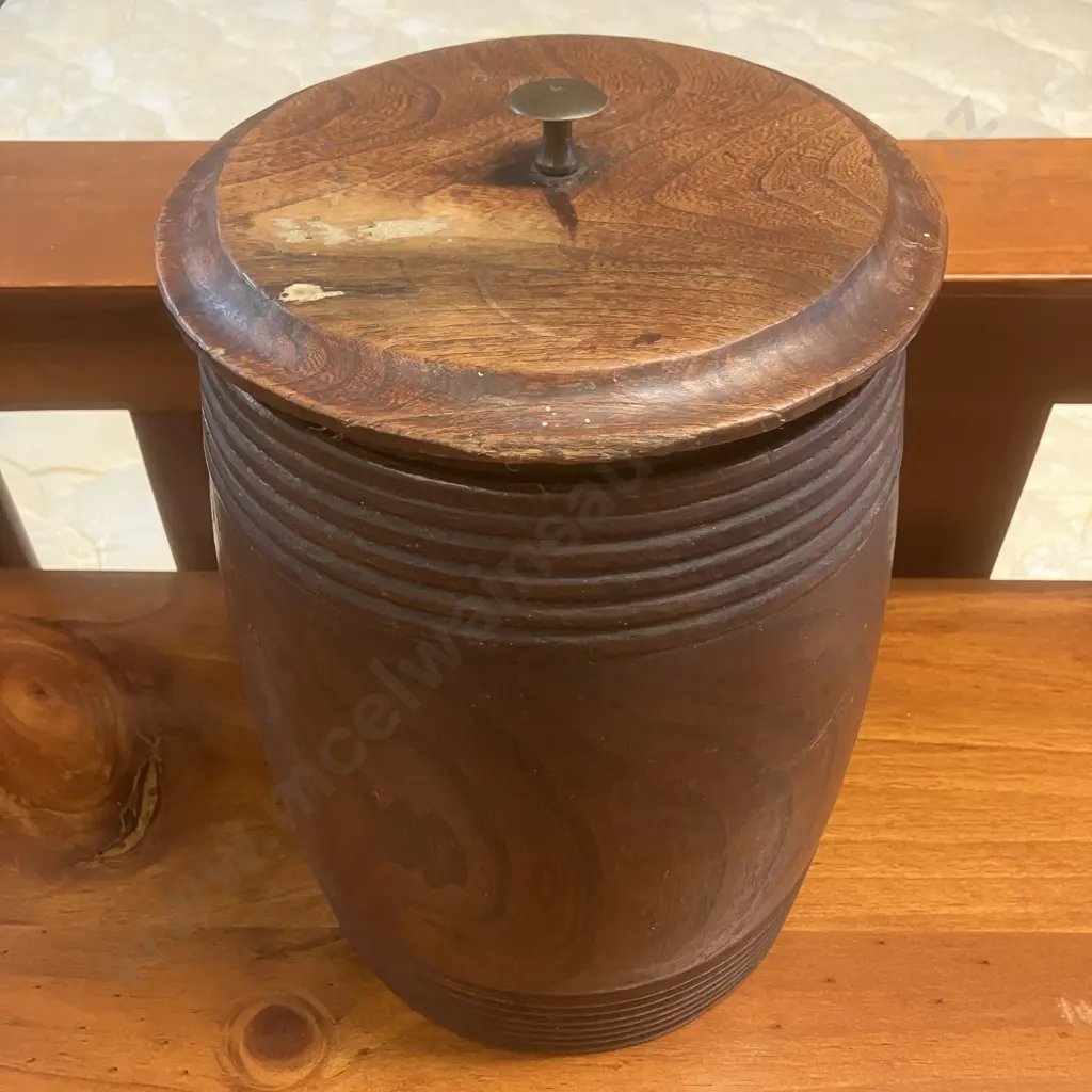 Dutch Antique Treen Tobacco Jar With Lid & Vintage Tobacco Wrappers. 29 x 20cm Image 1++