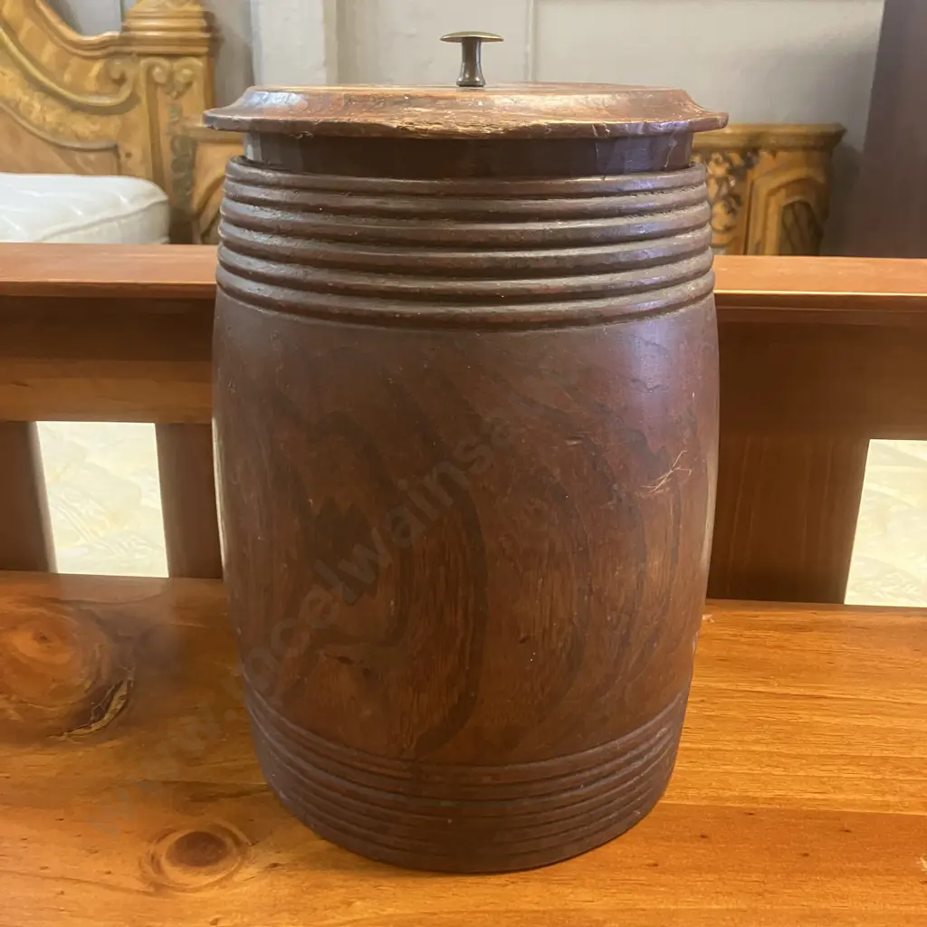 Dutch Antique Treen Tobacco Jar With Lid & Vintage Tobacco Wrappers. 29 x 20cm Image 1++