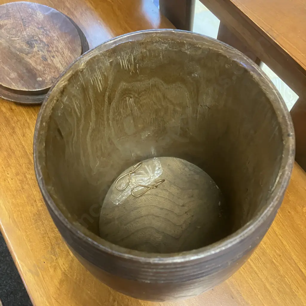 Dutch Antique Treen Tobacco Jar With Lid & Vintage Tobacco Wrappers. 29 x 20cm Image 1++