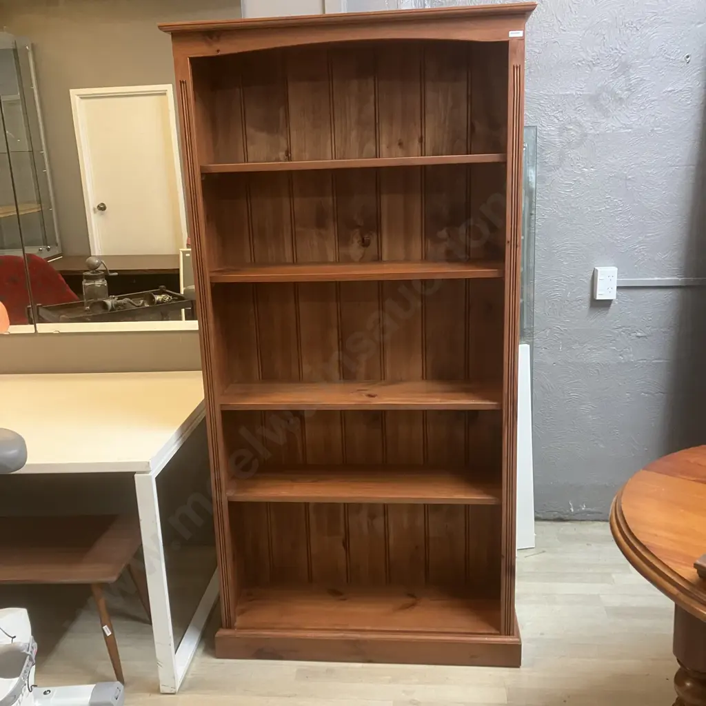 Pine 4 Shelf Bookcase. H186 W95 D30cm Image 1++
