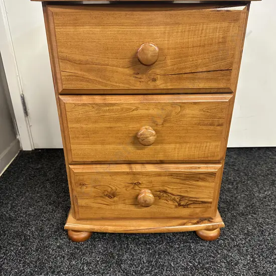 Oxford 3 Drawer Bedside Unit With Knob Handles In Velvet Cherry Finish