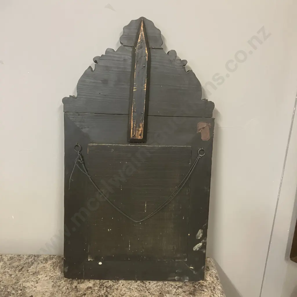 Antique Parclose Mirror In Repousse Brass Structure. 60 x 33cm Image 1++