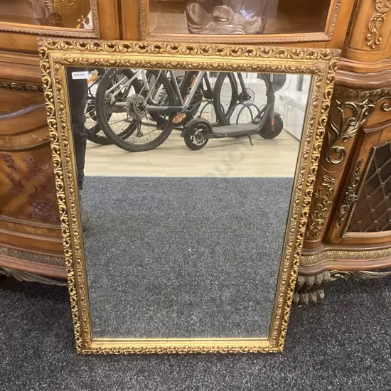 Vintage Ornate Gold Wooden Framed Wall Mirror. 85 x 59cm