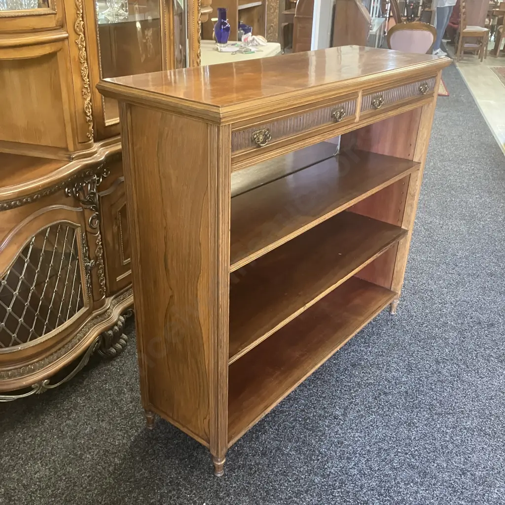 Mid-Century Modern Walnut Bookcase With 2 Drawers At The Top. H106 W121.5 D39.5cm Image 1++