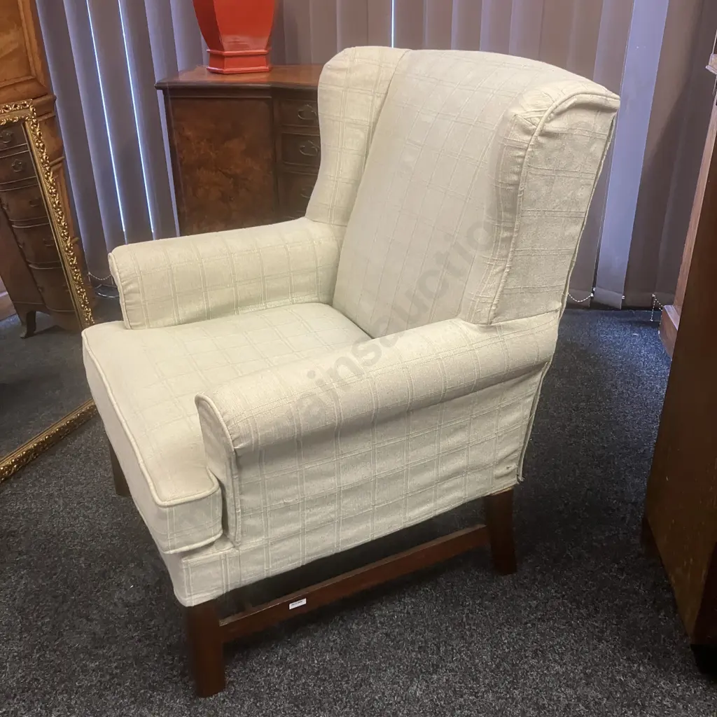 Pale Green Wing Back Chair Image 1++