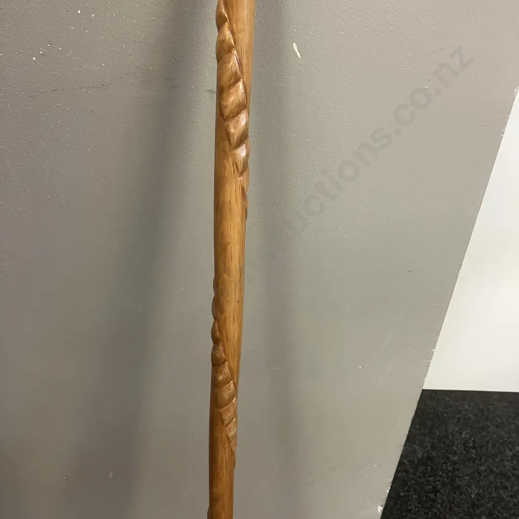 Vintage Walking Stick With Carved Shaft & Duck Shaped Handle. H93cm Image 1++