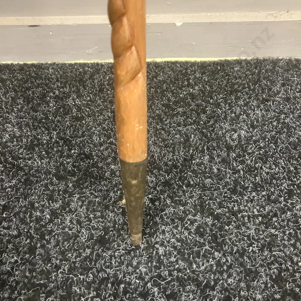 Vintage Walking Stick With Carved Shaft & Duck Shaped Handle. H93cm Image 1++