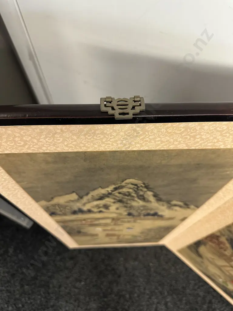 Multi Panel Folding Screen/Wall Hanging With Japanese Art Rural Landscape Scenes H91,W67cm. Image 1++