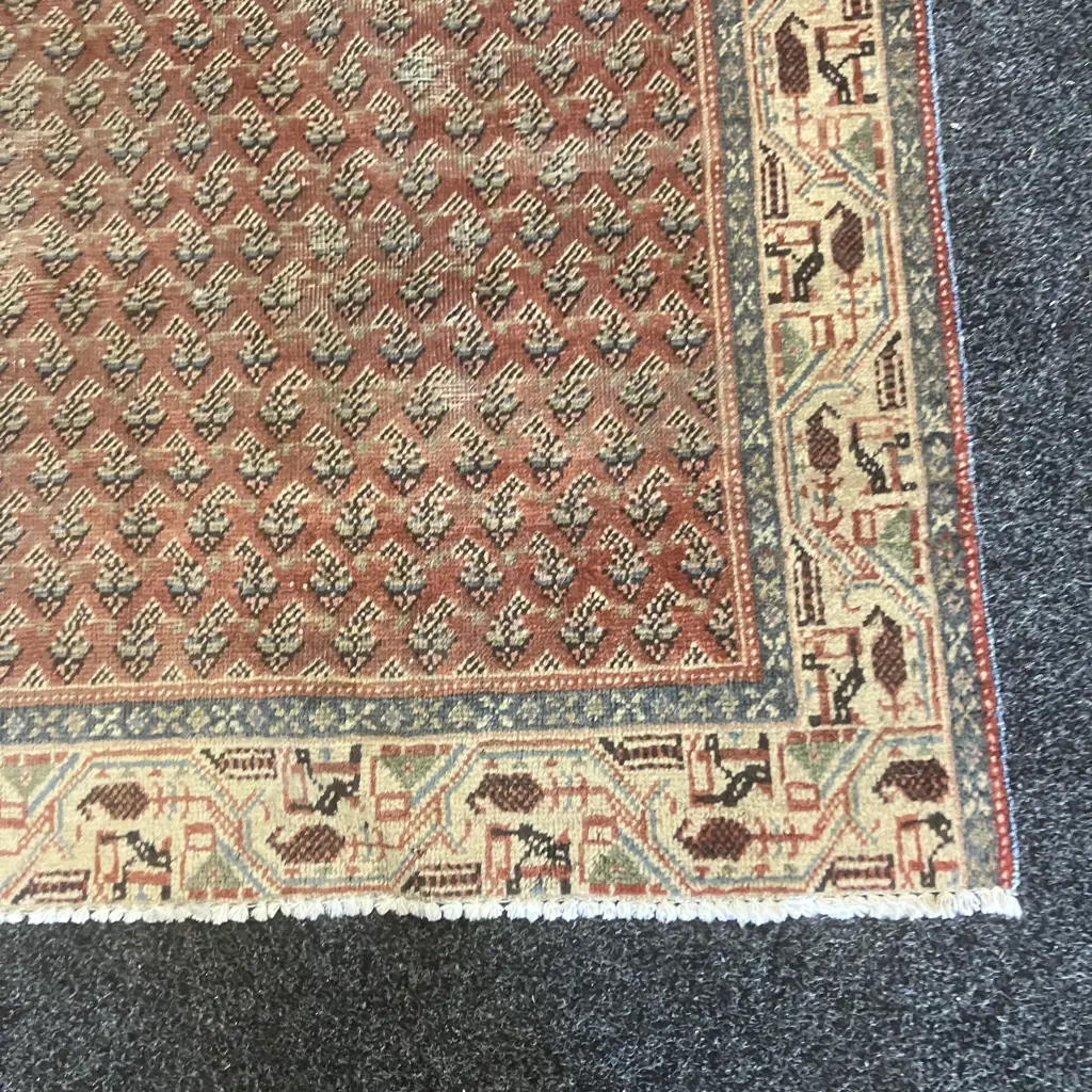 Vintage Persian Rug. 127 x 189cm Pale Blue, Cream, Pink Tones (Repaired) Image 1++