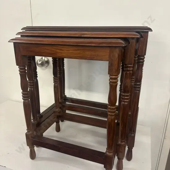 Nest Of Three Oak Wood Tables