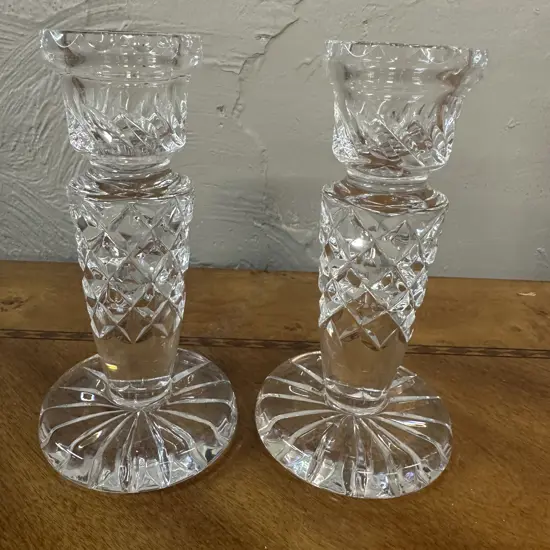 Vintage Elegant Crystal Candlesticks H15.5cm.