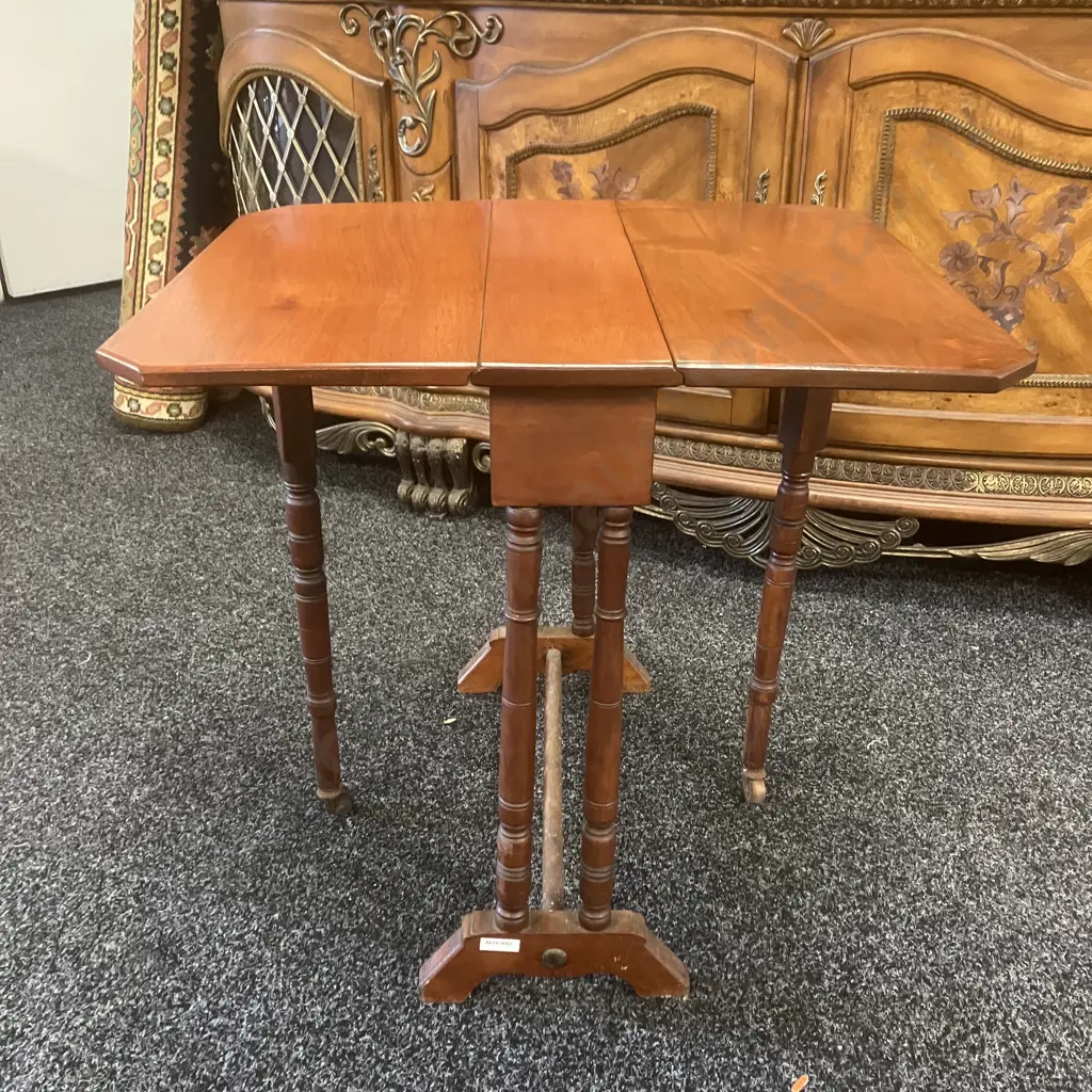 Small Antique Mahogany Drop Leaf Side Table. H54 W53 D14 / 60.5cm Image 1++