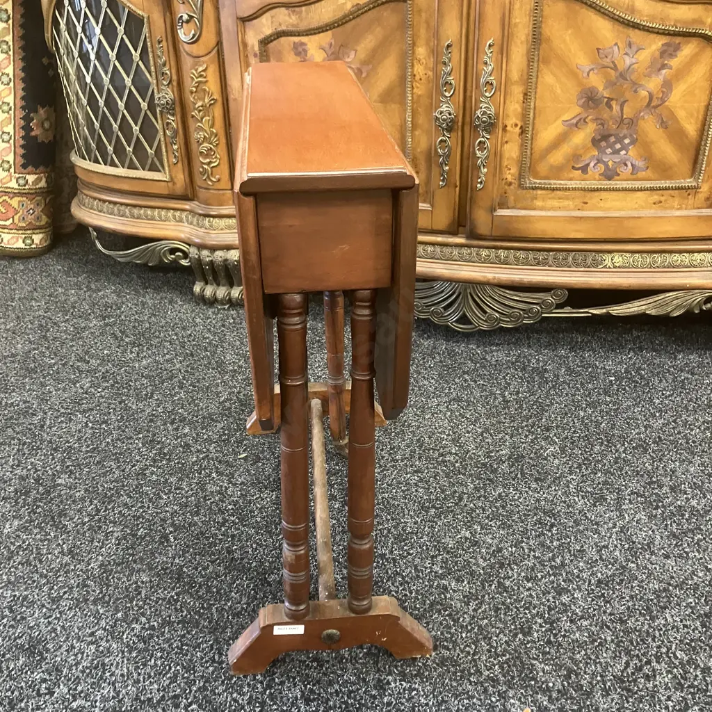 Small Antique Mahogany Drop Leaf Side Table. H54 W53 D14 / 60.5cm Image 1++