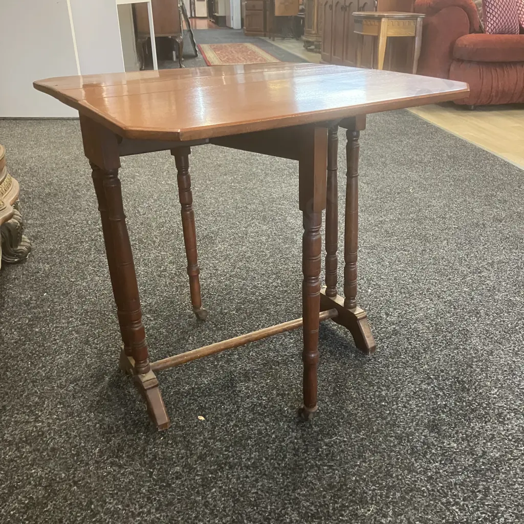 Small Antique Mahogany Drop Leaf Side Table. H54 W53 D14 / 60.5cm Image 1++