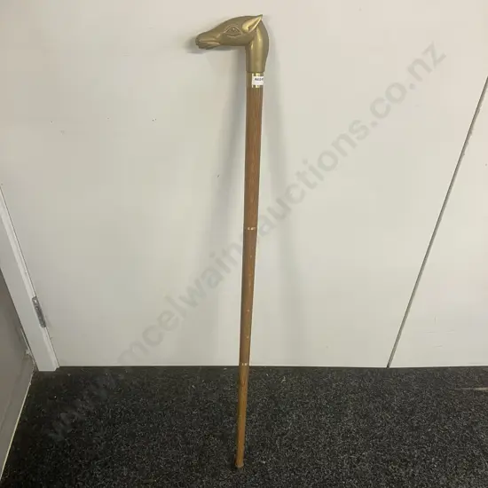 Brass Horse Head Walking Stick. L90.5cm, 3 Piece