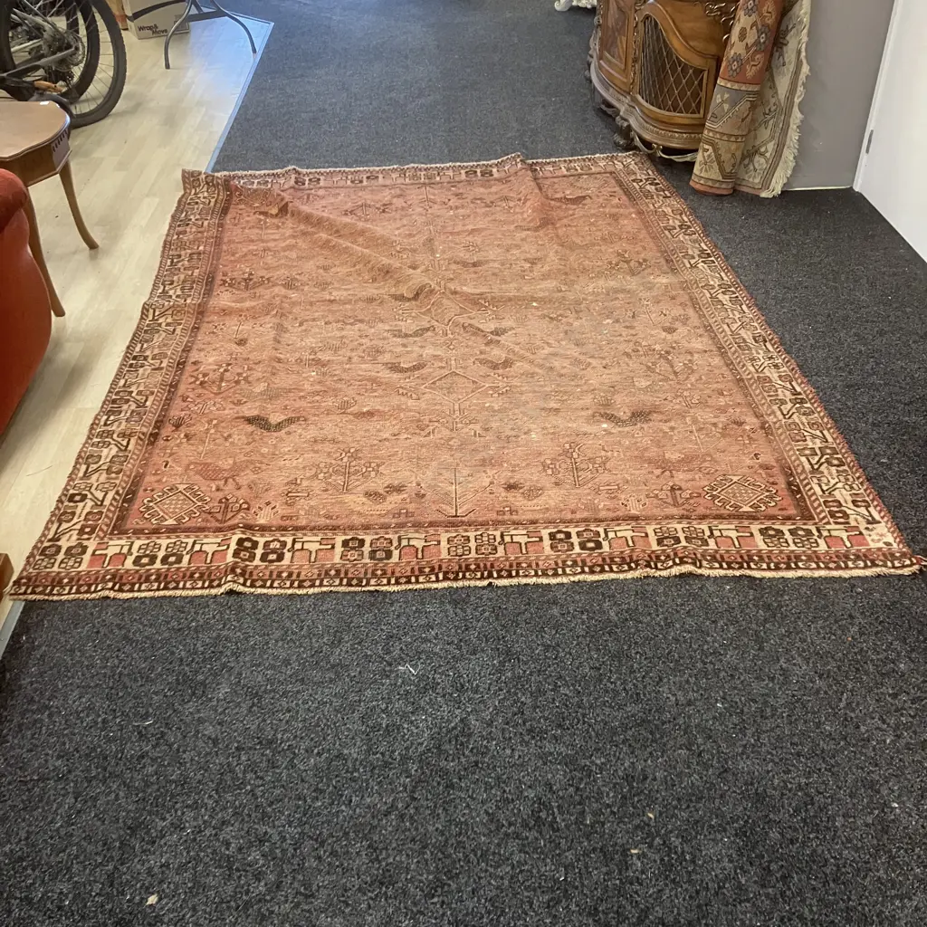 Vintage Persian Rug. 212 x 284cm (Worn & Marked) Image 1++