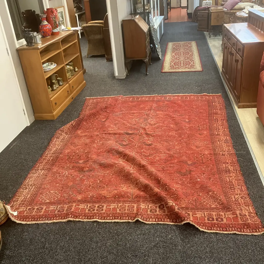Vintage Persian Rug. 212 x 284cm (Worn & Marked) Image 1++