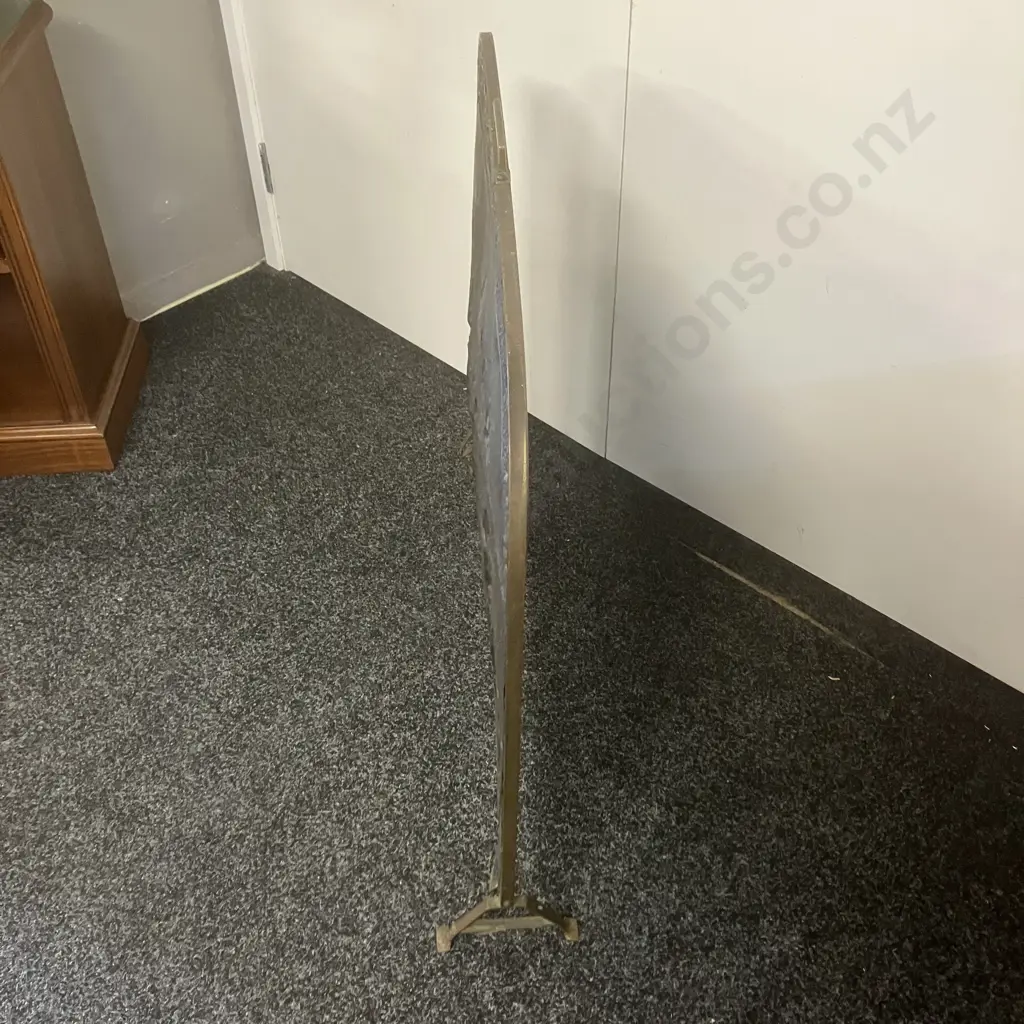 Vintage Brass Fire Screen Depicting Sir Francis Drake Playing Bowls On Plymouth Hoe. 72 x 77cm Image 1++