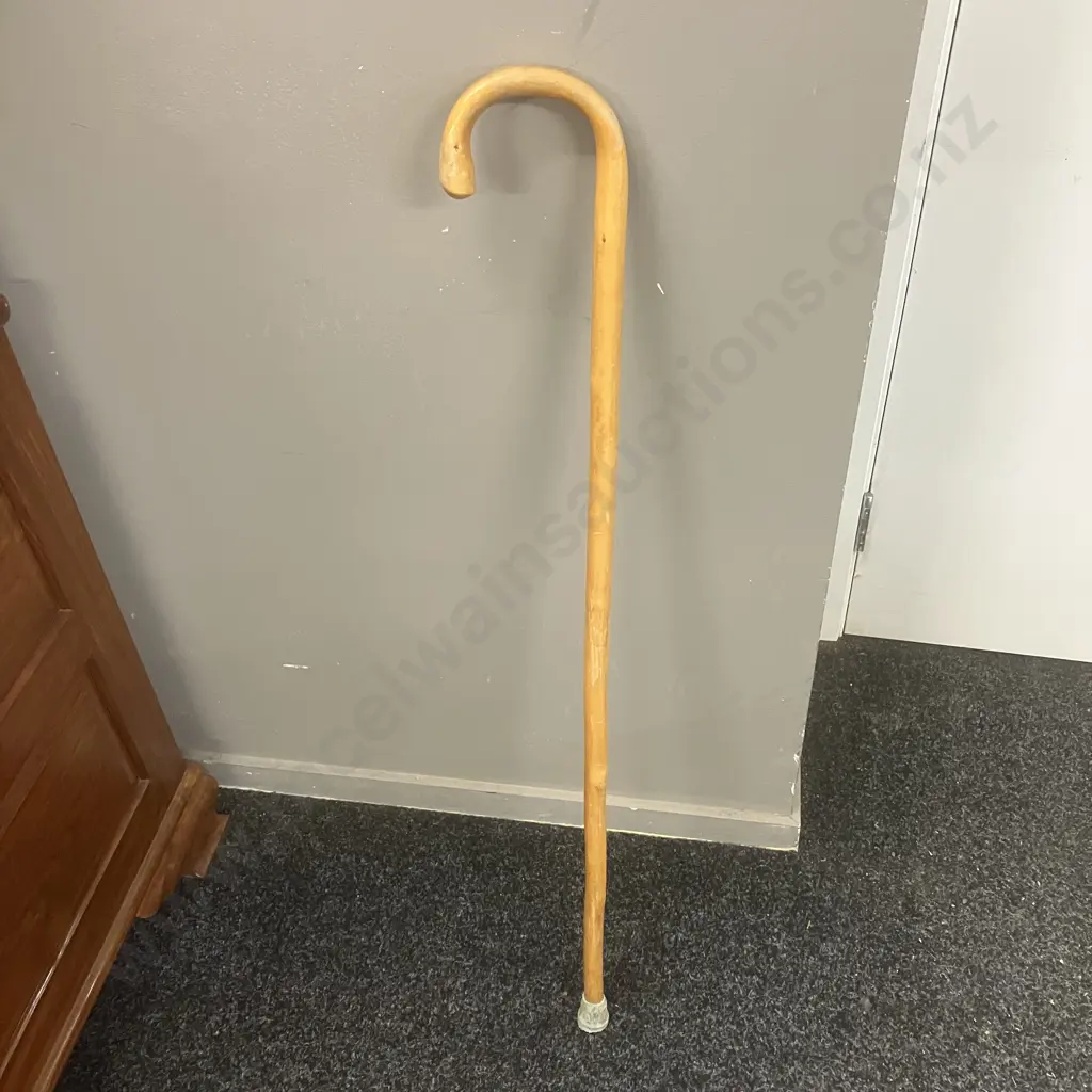 Wooden Walking Stick With Curved Handle. H92cm Image 1++