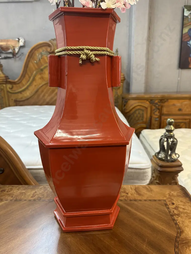 Living Edge Interiors Terracotta Coloured Vase With Faux Flowers H54cm. Image 1++