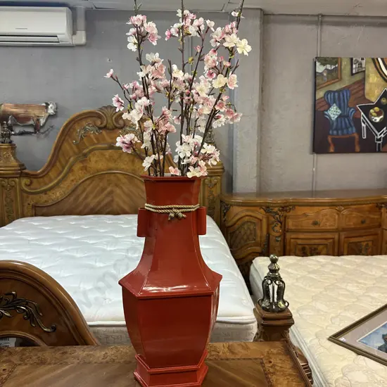 Living Edge Interiors Terracotta Coloured Vase With Faux Flowers H54cm.