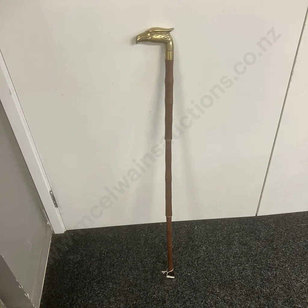 Red Gum Walking Stick with Brass Eagle Handle. L88cm, 3 Piece Image 1++