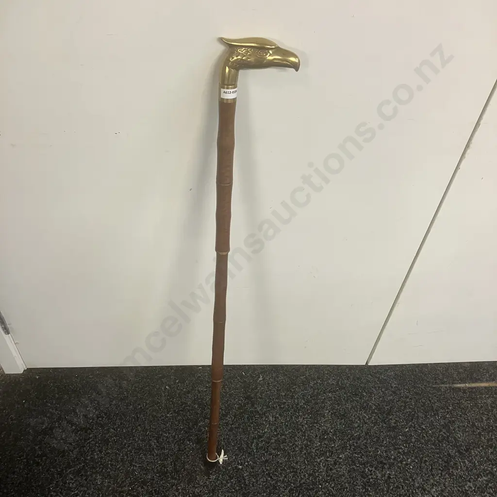 Red Gum Walking Stick with Brass Eagle Handle. L88cm, 3 Piece Image 1++