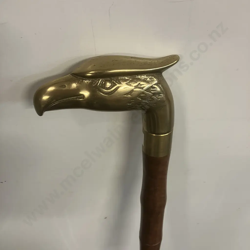 Red Gum Walking Stick with Brass Eagle Handle. L88cm, 3 Piece Image 1++