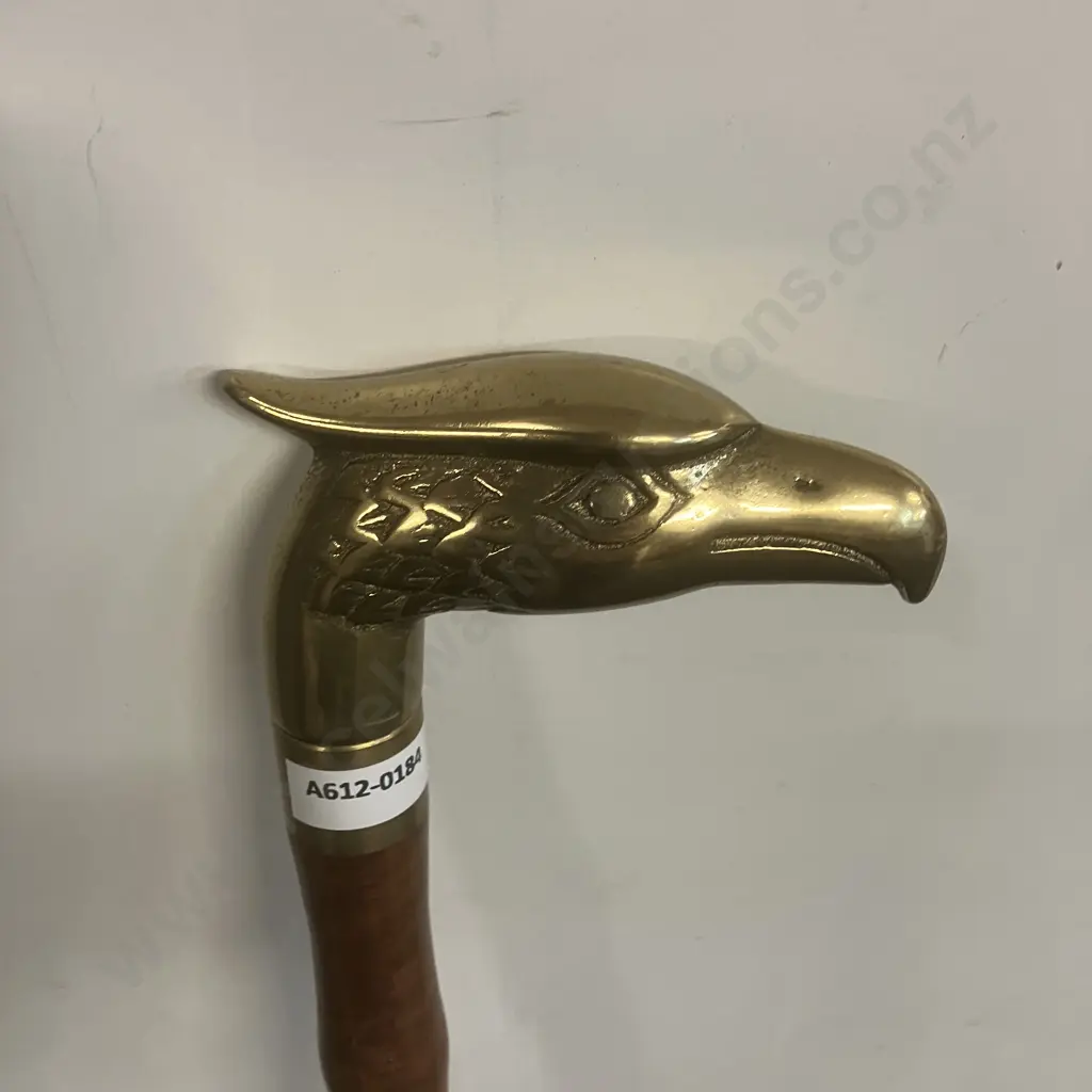 Red Gum Walking Stick with Brass Eagle Handle. L88cm, 3 Piece Image 1++