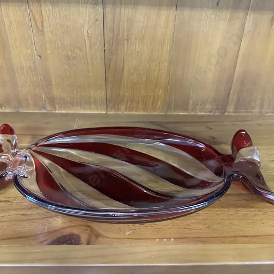 Mikasa Peppermint Twist Candy Red & White Wrap Dish L35cm.